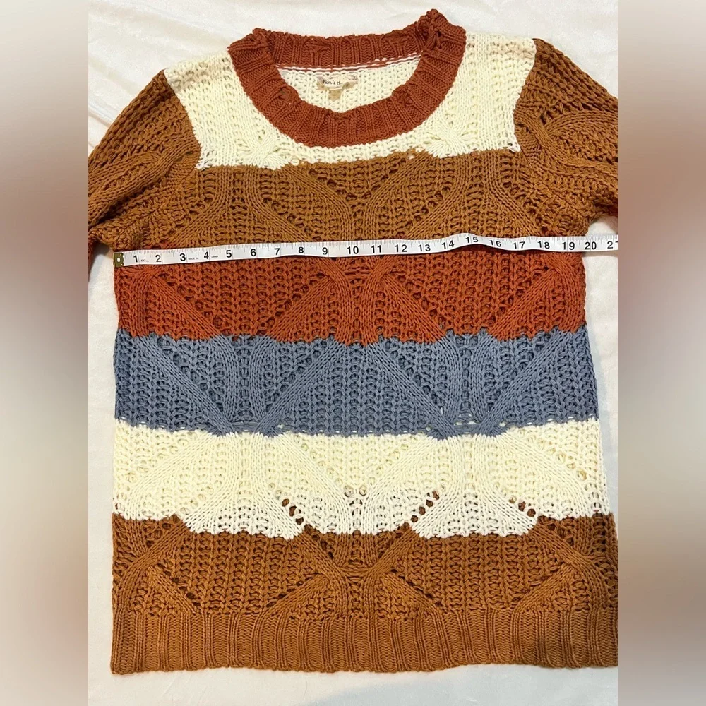 Hem & Thread Striped Multicolor Women's Fall Autumn Cozy Sweater Size Large - Picture 9 of 16